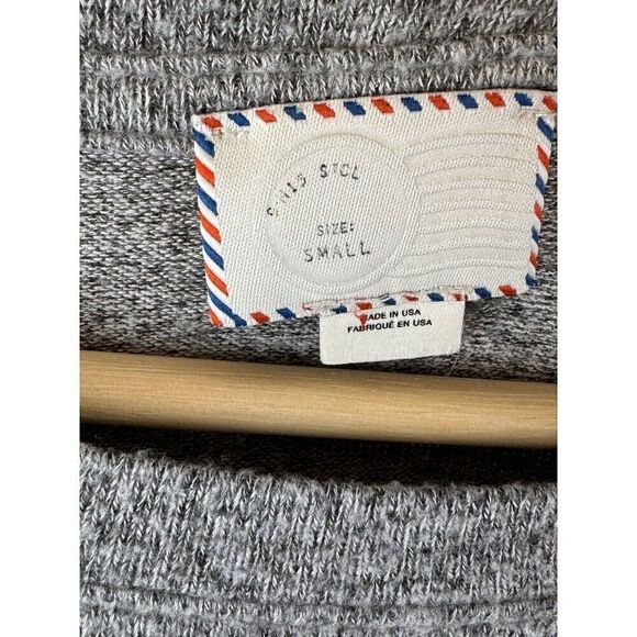 Anthropologie Postmark Long-Sleeve Grey Crewneck Sweater w/ Ruffles Sz S EUC - Picture 3 of 9